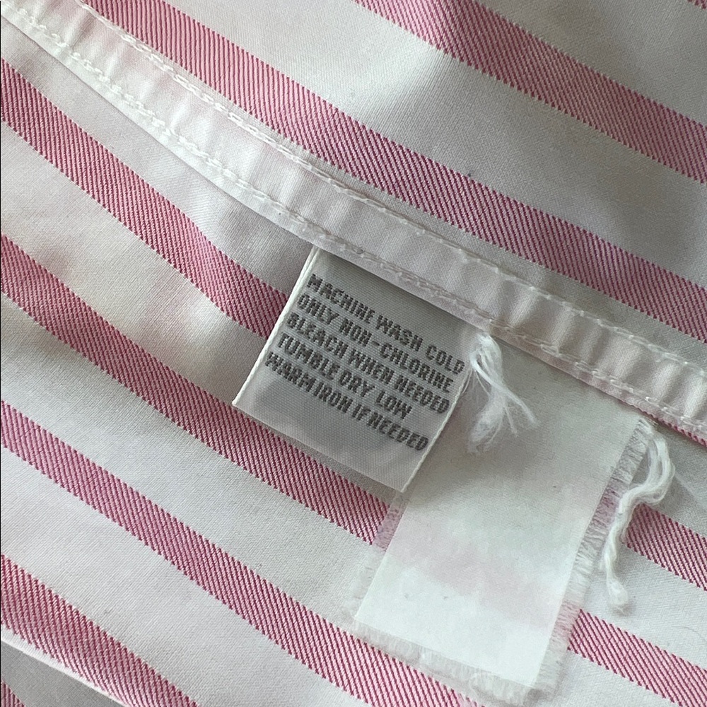 Vintage Orvis Pink and White Striped Button Down 3/4 Sleeves Collard Blouse 6 - Picture 5 of 7